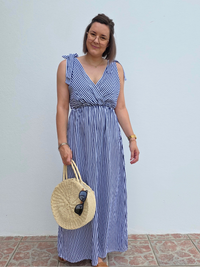 Robe longue rayée cache-cœur en lyocell
