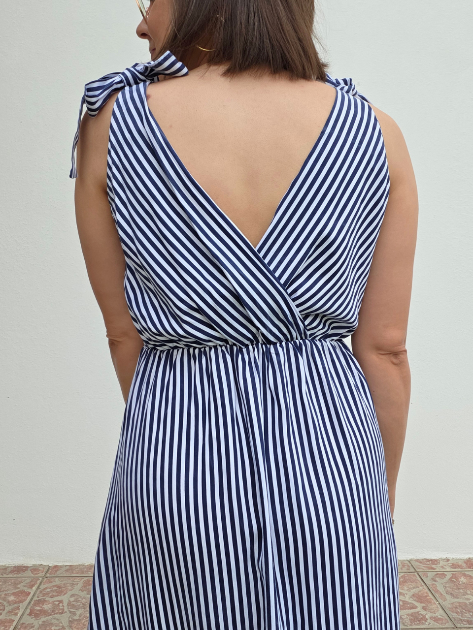 Robe longue rayée cache-cœur en lyocell