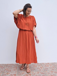 Robe longue femme terracotta 