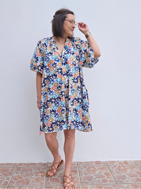 Robe fleurie bleu été femme