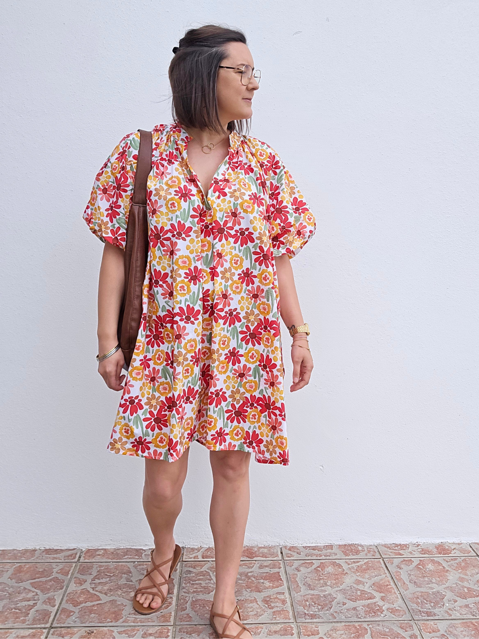 look robe été fleurie rouge