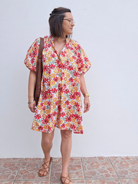 look robe été fleurie rouge