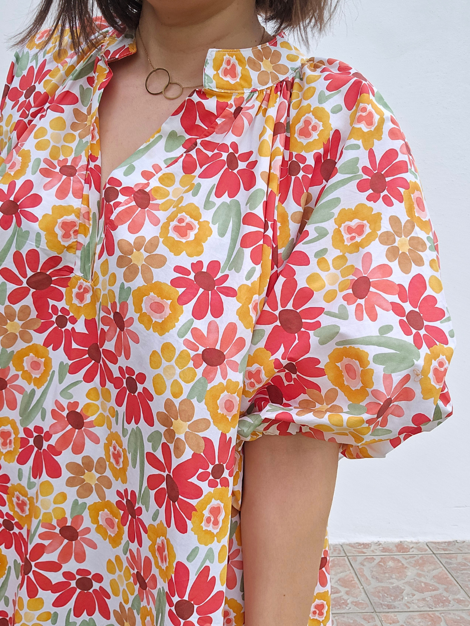 Robe fleurie rouge 