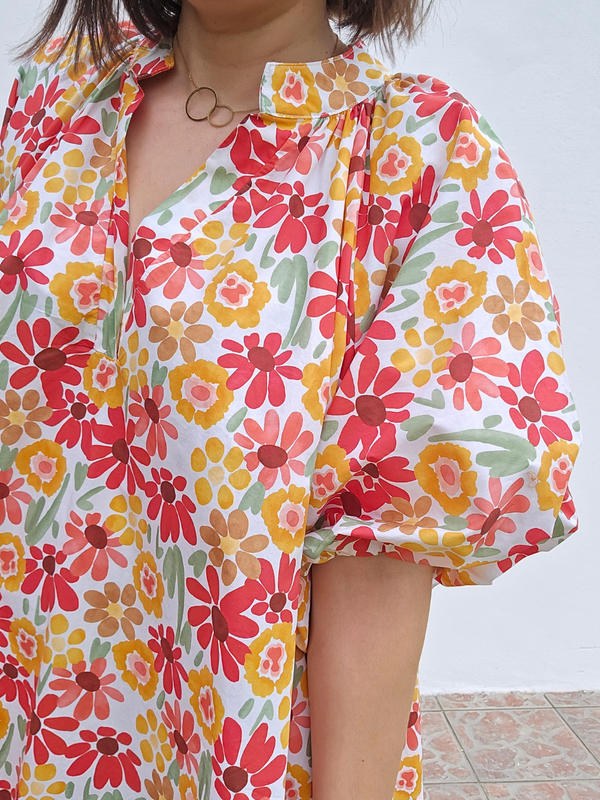 Robe fleurie rouge 