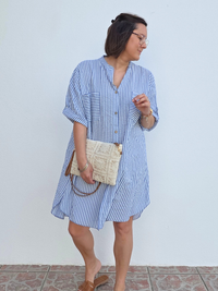 Robe chemise rayée en voile de coton femme – Taille unique 36 à 42