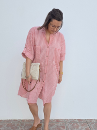 Robe chemise rayée en voile de coton femme – Taille unique 36 à 42
