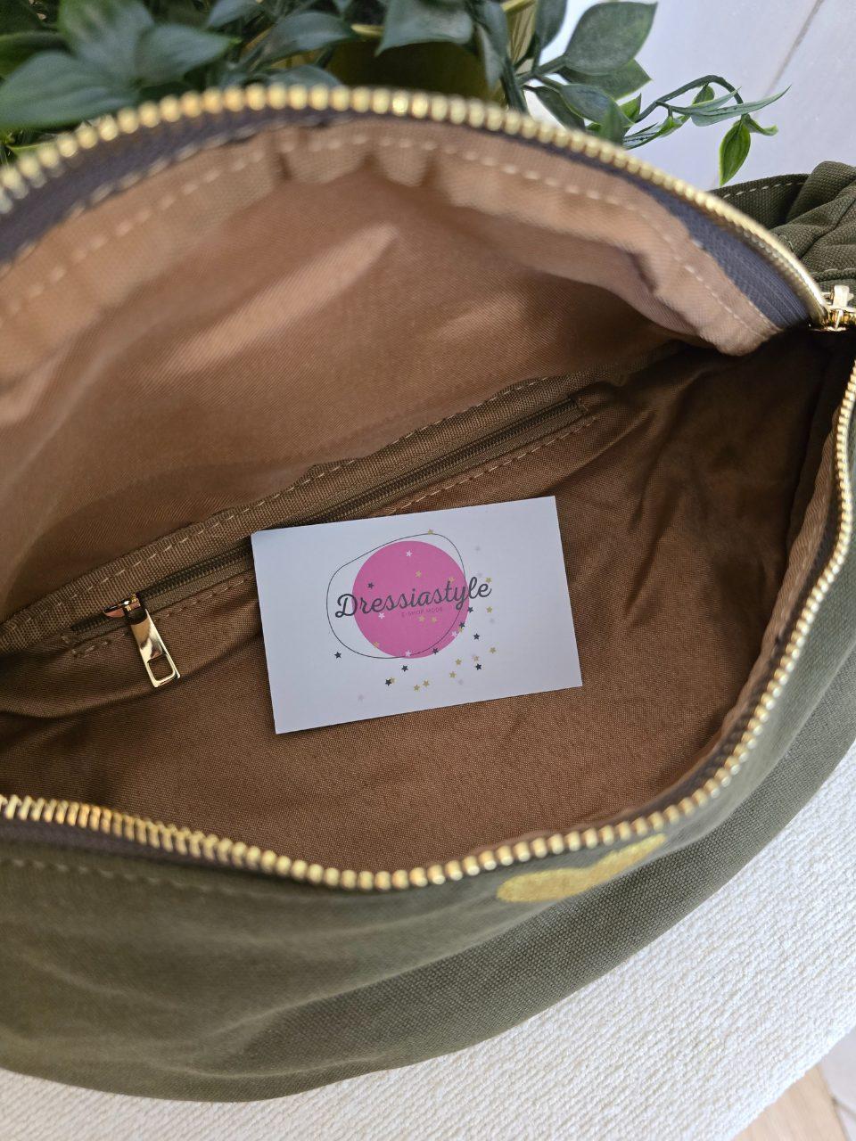 Sac banane en tissu avec cœur doré