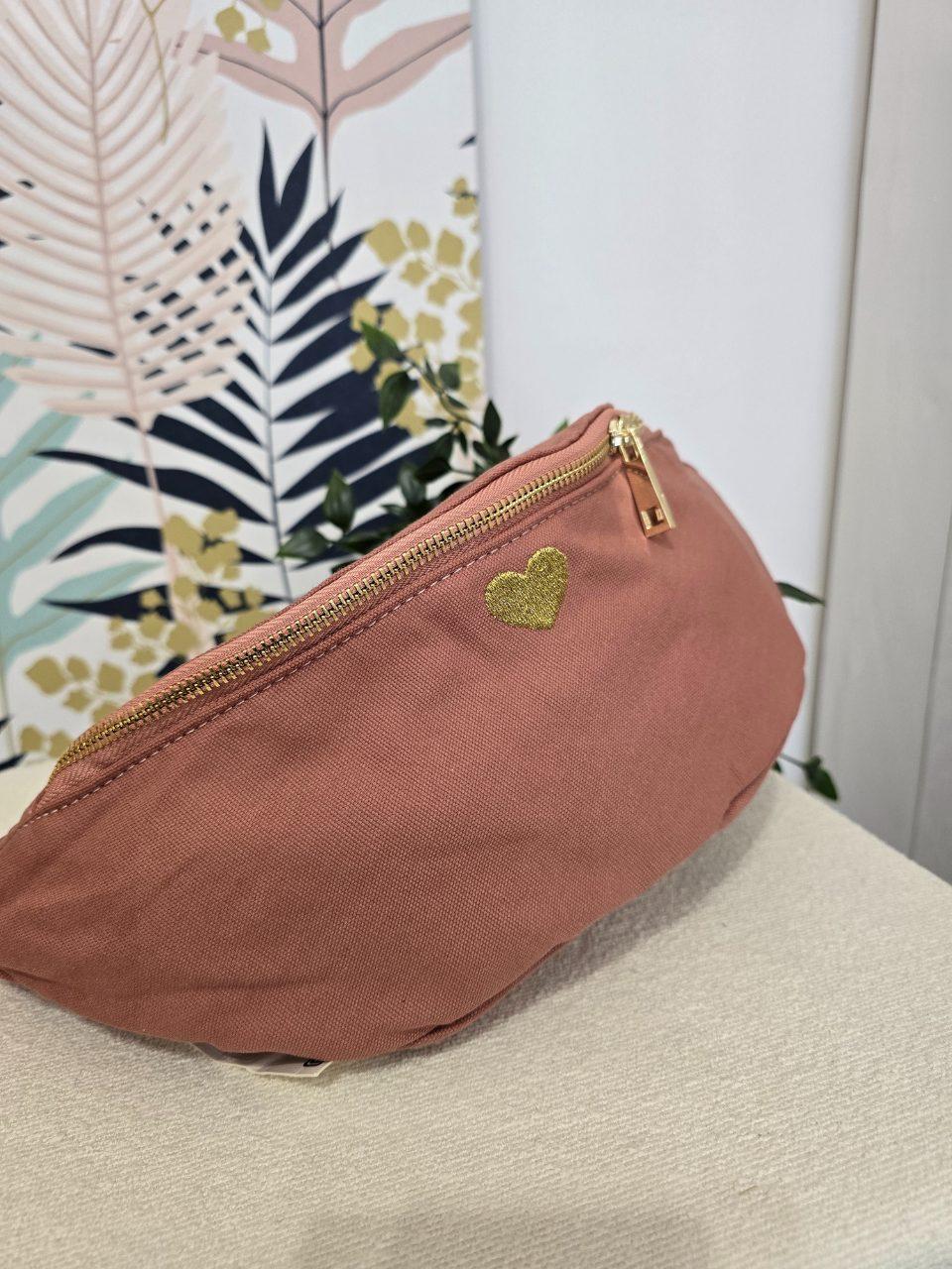 Sac banane en tissu avec cœur doré