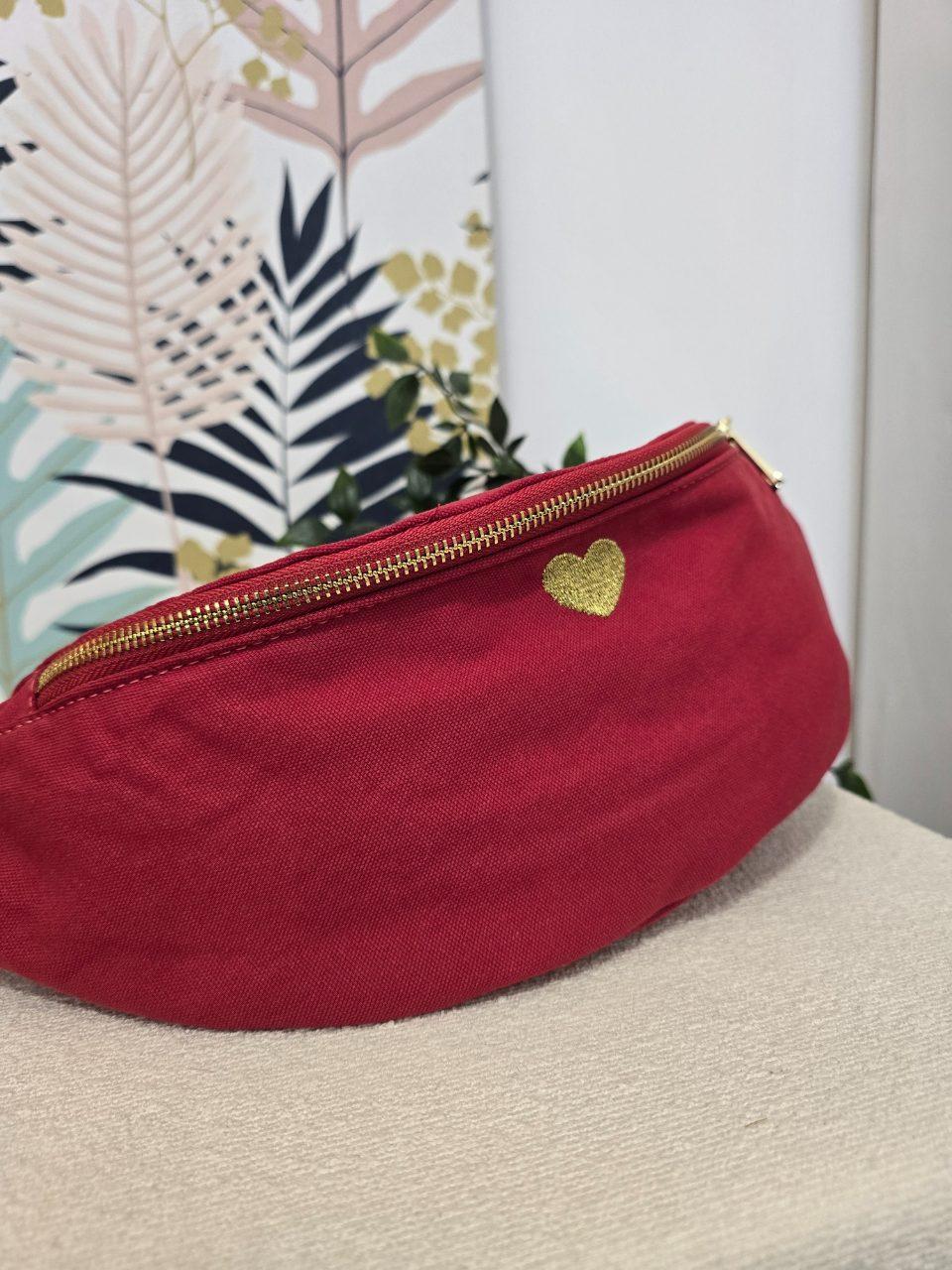 Sac banane en tissu avec cœur doré