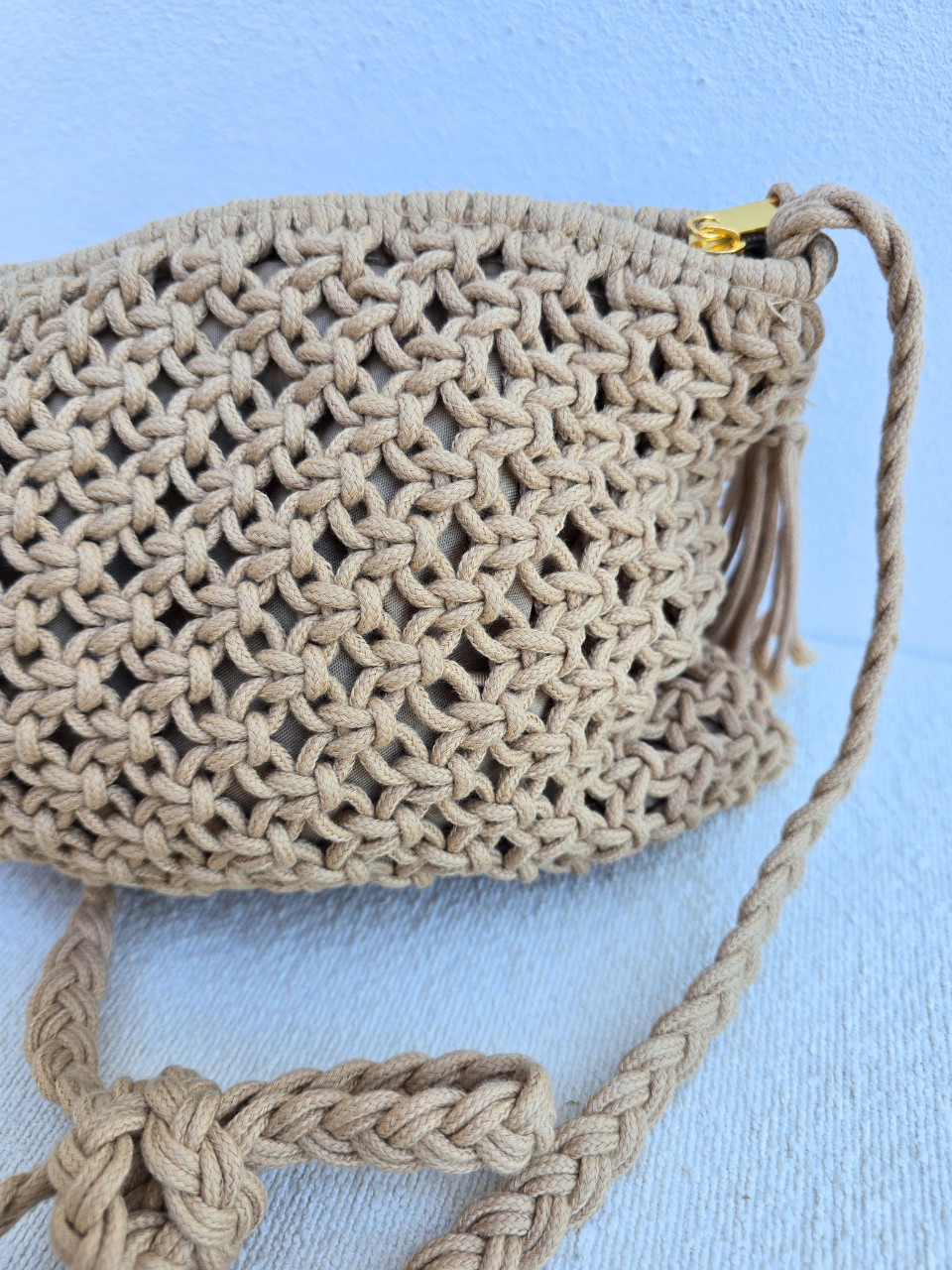 sac crochet en camel