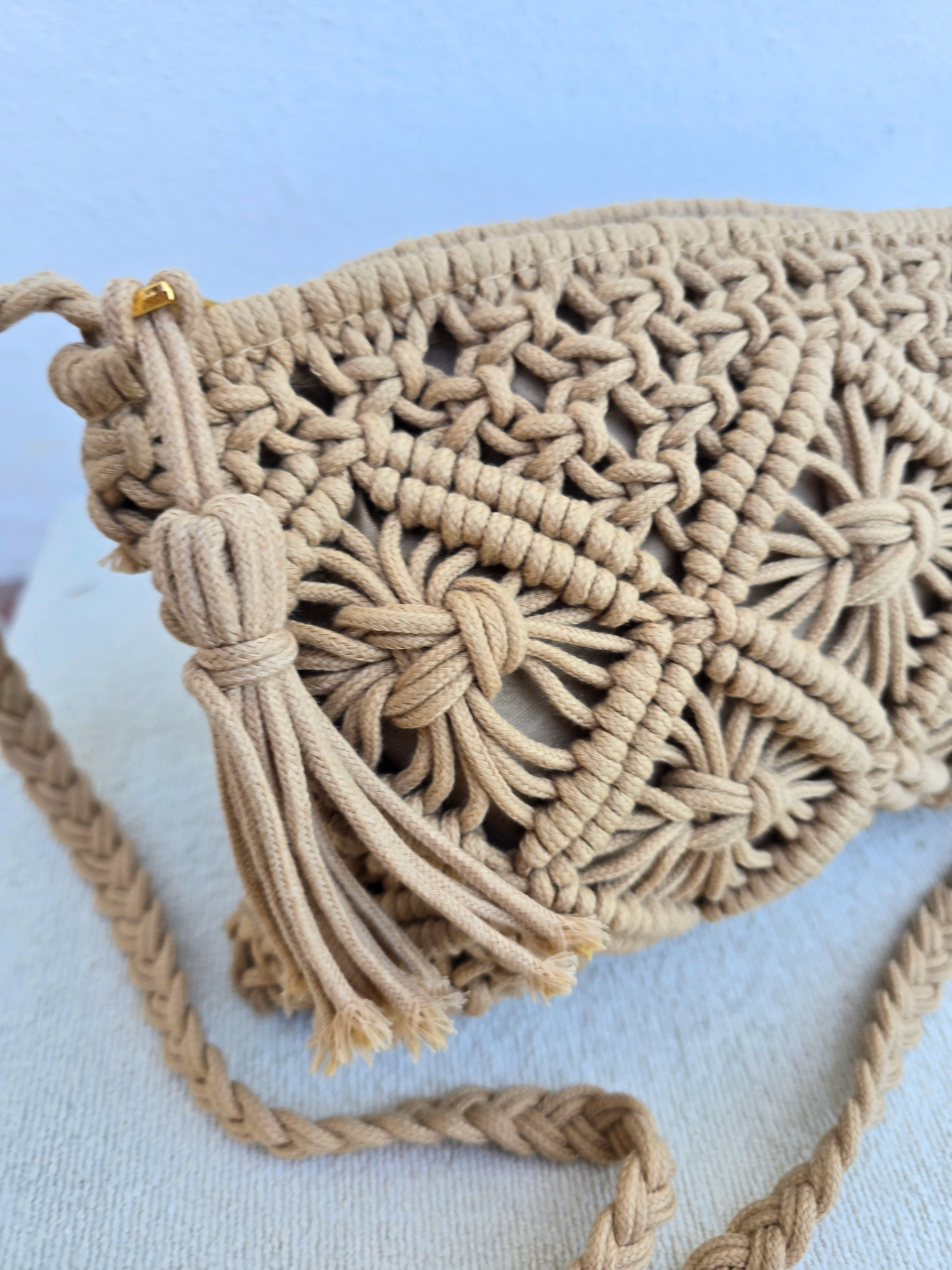 Sac en crochet camel 