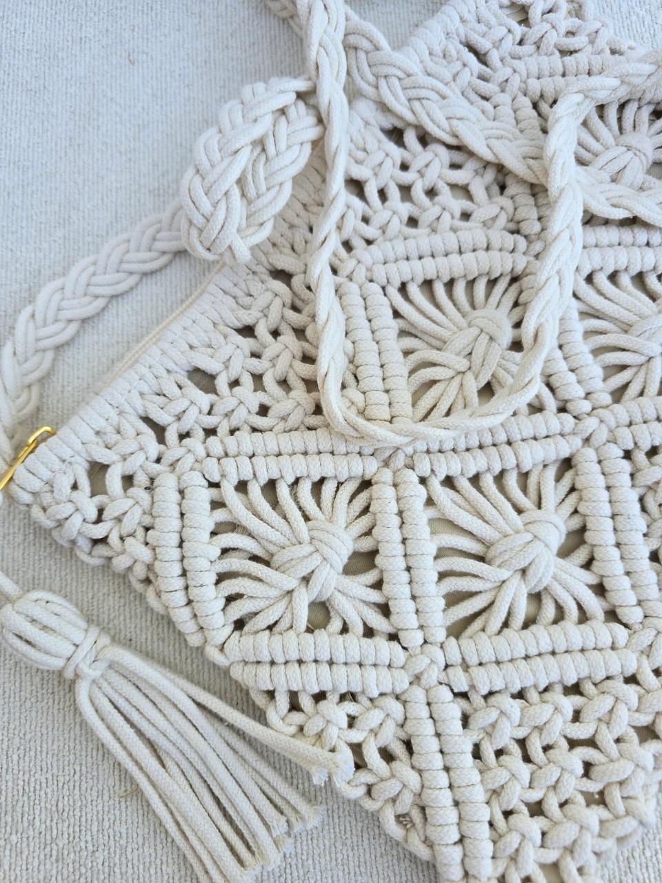 Sac en crochet écru