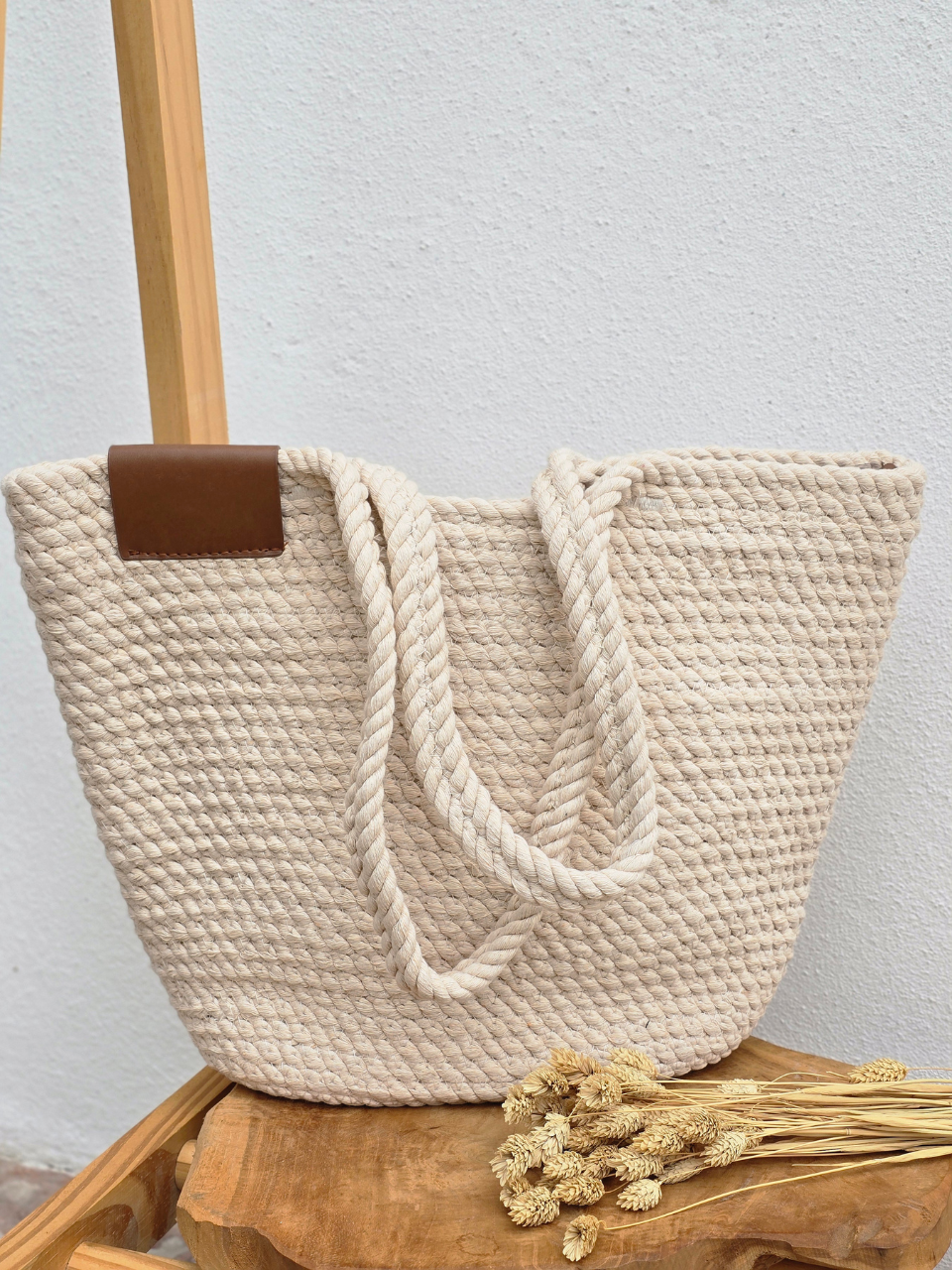 Sac en corde écru grand format – esprit bohème naturel
