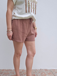 Short marron femme fluide