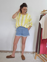 Short paperbag bleu clair – denim souple