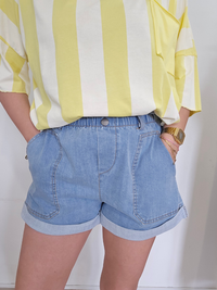 Short paperbag bleu clair – denim souple