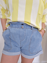 Short paperbag bleu clair – denim souple