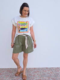 Look en short kaki femme