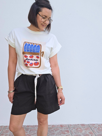 look short coton marron