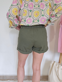 Short paperbag kaki – coton souple