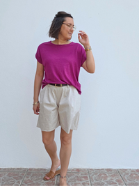 Short en coton avec ceinture – Taille unique 36 à 42