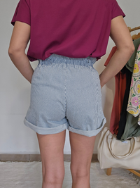 Short paperbag rayé bleu – coton souple