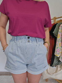 Short paperbag rayé bleu – coton souple