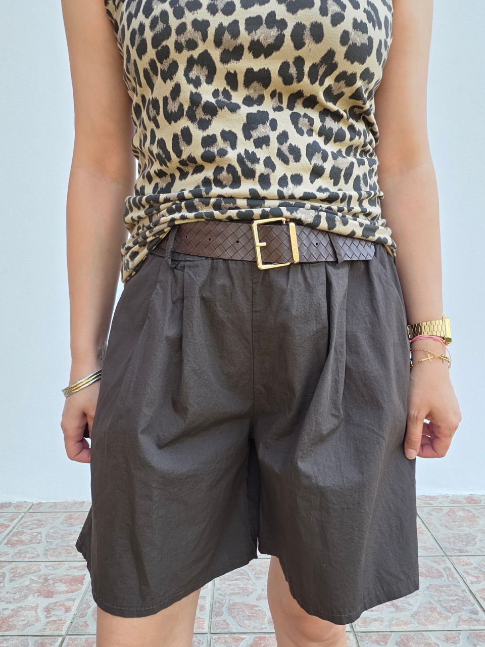 Short en coton avec ceinture – Taille unique 36 à 42