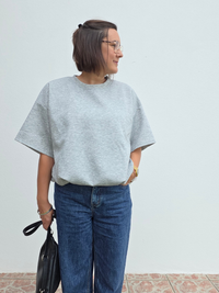 Sweat manches courtes gris oversize effet boule