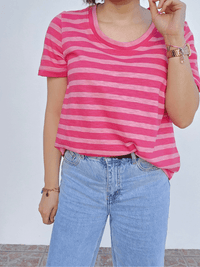 T-shirt rayé femme coton lin oversize – Love by MD