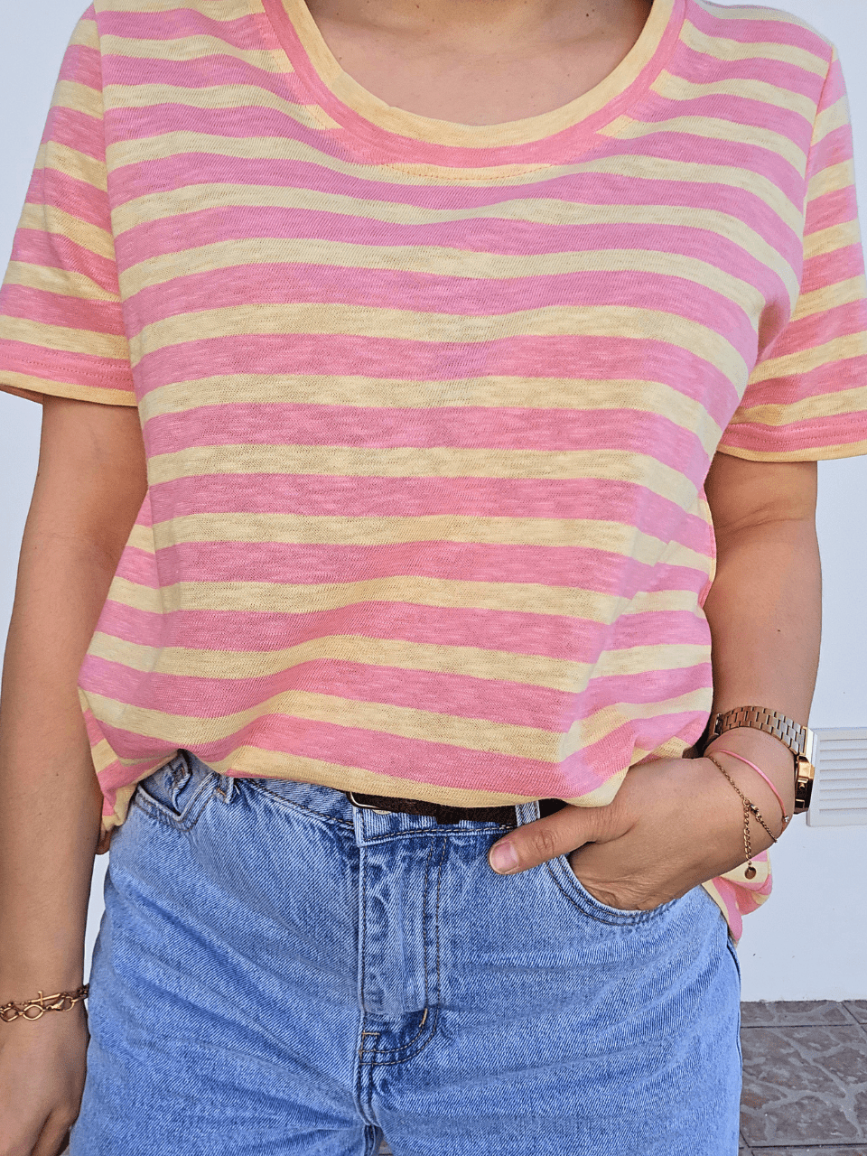 T-shirt rayé femme coton lin oversize – Love by MD