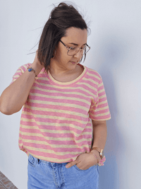 T-shirt rayé femme coton lin oversize – Love by MD