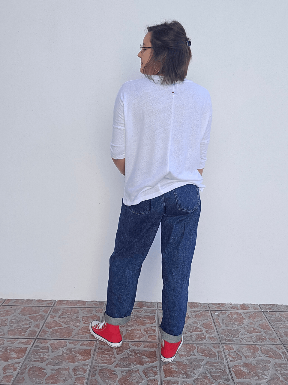 Tee-shirt femme lin manches 3/4 col V – Love by MD