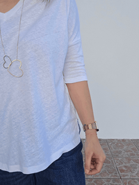 Tee-shirt femme lin manches 3/4 col V – Love by MD