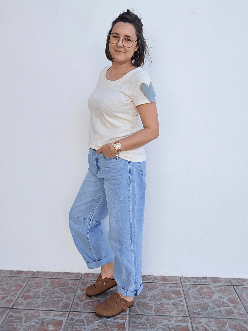 Tee-shirt femme écru en coton -  Mellinette
