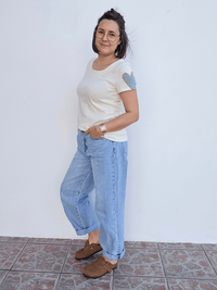 Tee-shirt femme écru en coton -  Mellinette