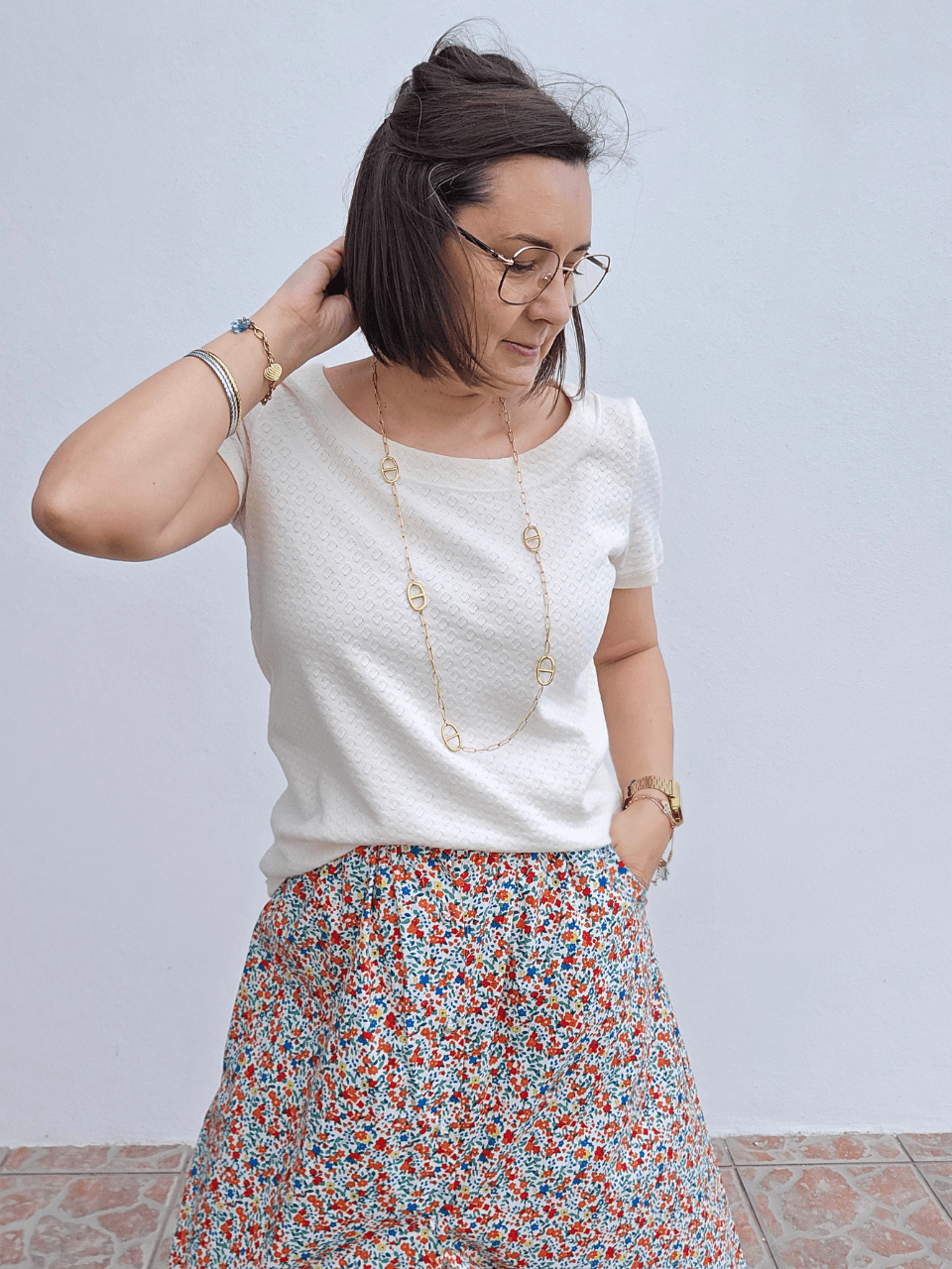 Tee-shirt femme écru en coton -  Mellinette