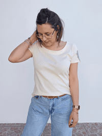 Tee-shirt femme écru en coton -  Mellinette