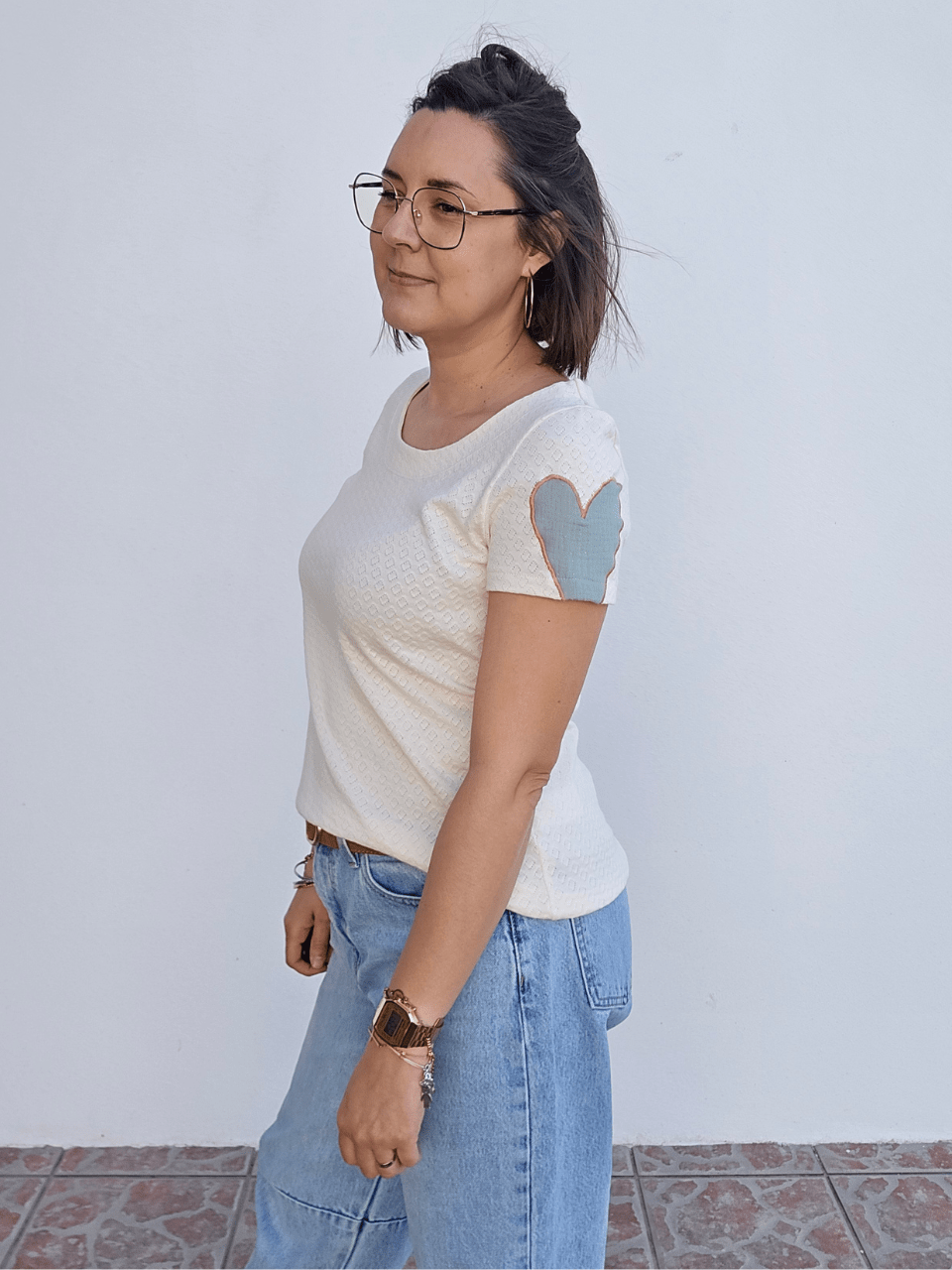 Tee-shirt femme écru en coton -  Mellinette