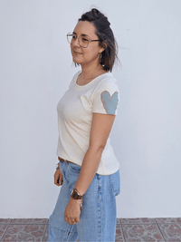 Tee-shirt femme écru en coton -  Mellinette