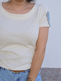 Tee-shirt femme écru en coton -  Mellinette