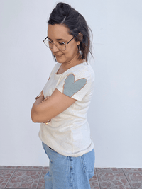 Tee-shirt femme écru en coton -  Mellinette