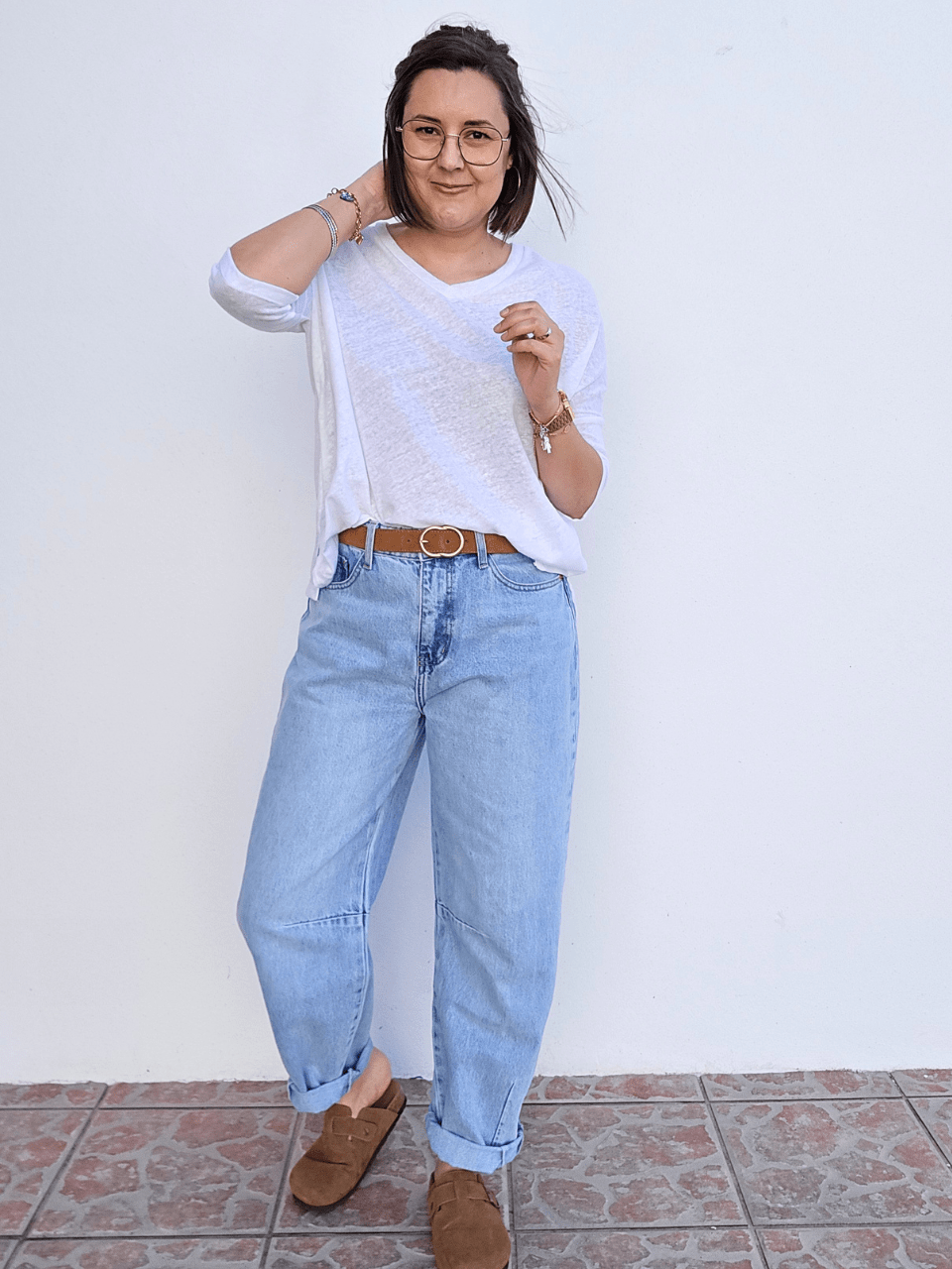 Tee-shirt femme lin manches 3/4 col V – Love by MD