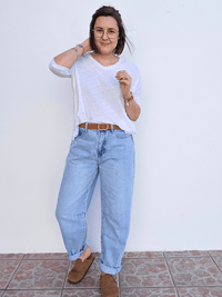 Tee-shirt femme lin manches 3/4 col V – Love by MD