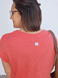 Tee-shirt femme 100% lin corail – Love by MD