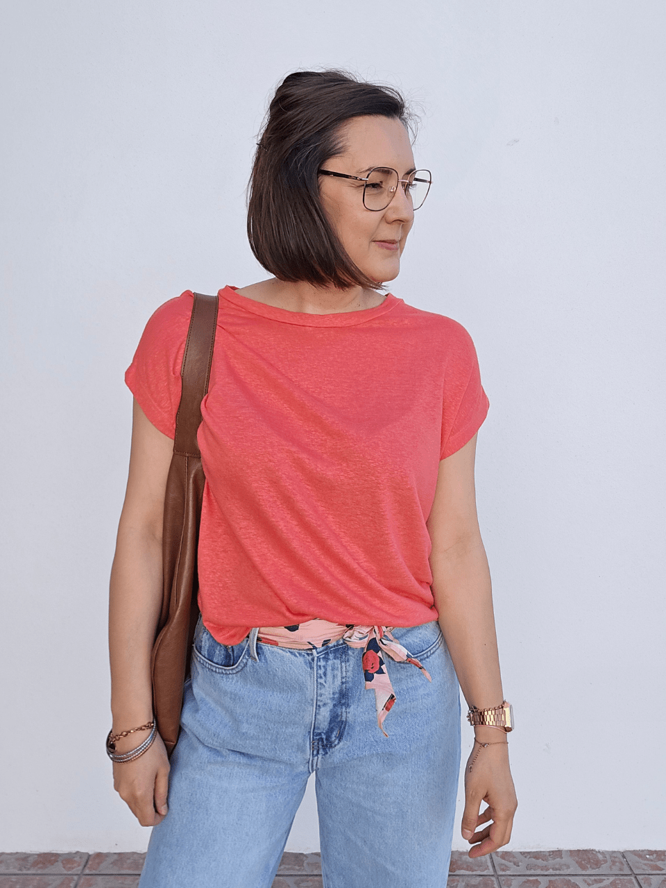 Tee-shirt femme 100% lin corail – Love by MD