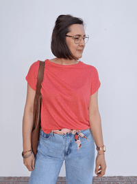 Tee-shirt femme 100% lin corail – Love by MD