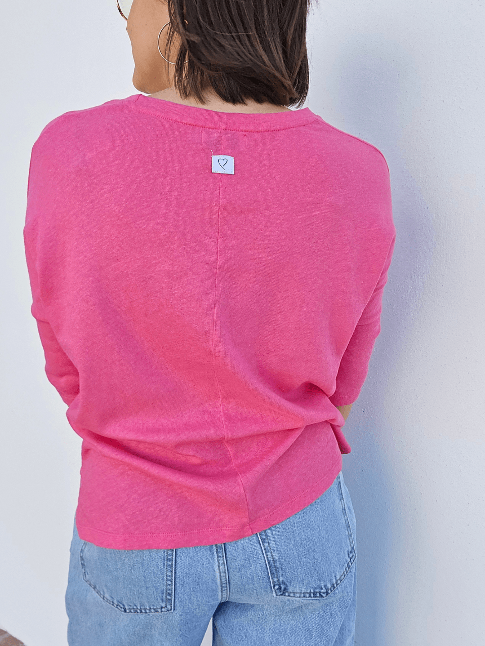 Tee-shirt femme lin manches 3/4 col V – Love by MD