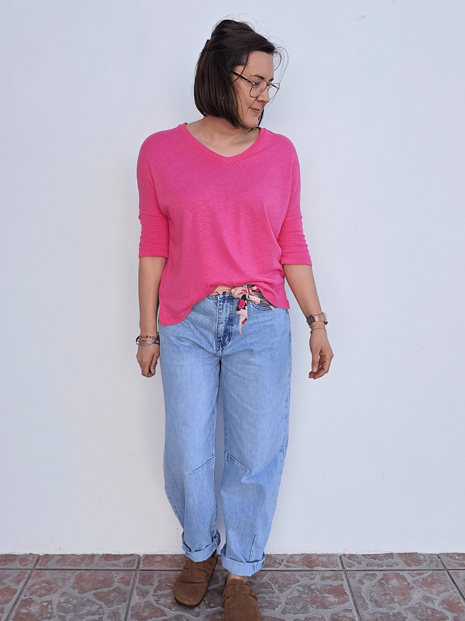 Tee-shirt femme lin manches 3/4 col V – Love by MD