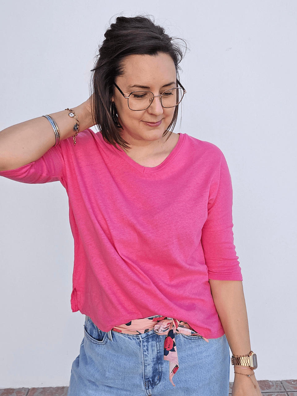 Tee-shirt femme lin manches 3/4 col V – Love by MD